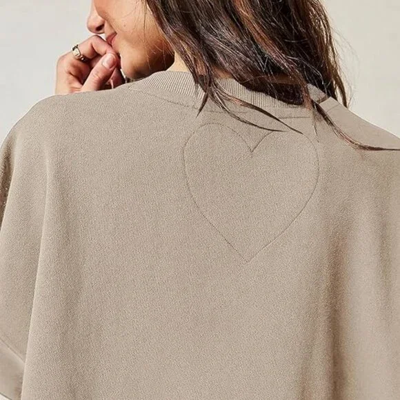 Dokuritu Women's Khaki Patchwork Crew Neck Long Sleeve Sweatshirt Mini Dress XS - Picture 6 of 11